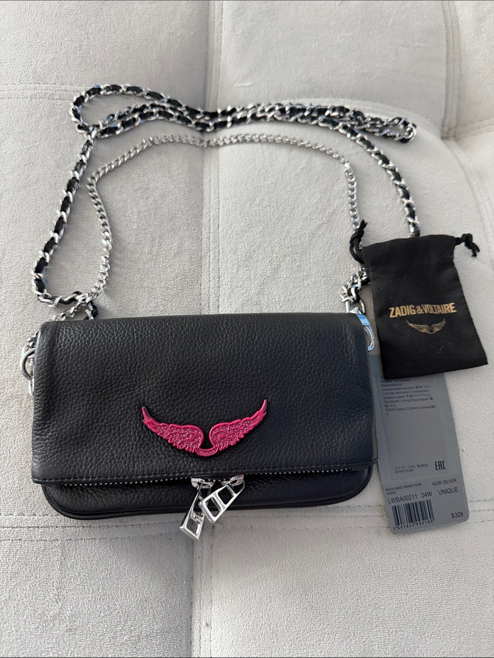 Zadig & Voltaire Rock Nano Swing Your Wings Leather Bag